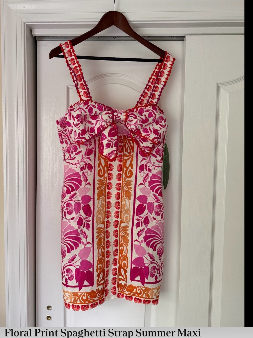 FARM RIO Santorini Off White, Pink & Orange Floral Mini Dress - Picture 6 of 6